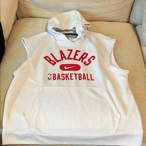 Nike NBA Authentic White and Red Portland Trail Blazers Basketball Hoodie